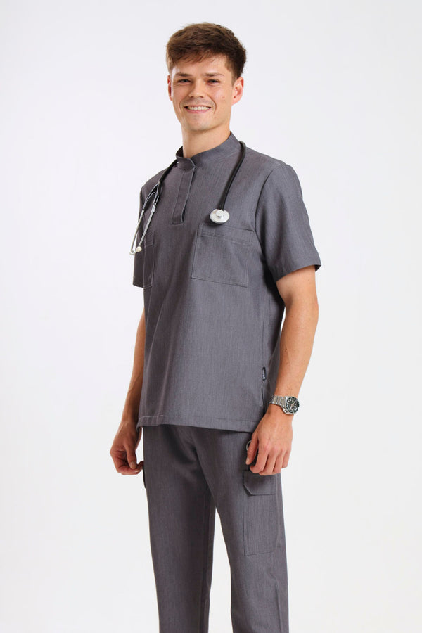 THE LUX MENS MANDARIN TOP - Greens Medi Scrubs South Africa - Premium Medical Uniforms & Apparel - Delivery Across SA 