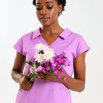 NEW LADIES V-COLLARED DRESS WITH PETAL SLEEVE - Greens Medi Scrubs South Africa - Premium Medical Uniforms & Apparel - Delivery Across SA 