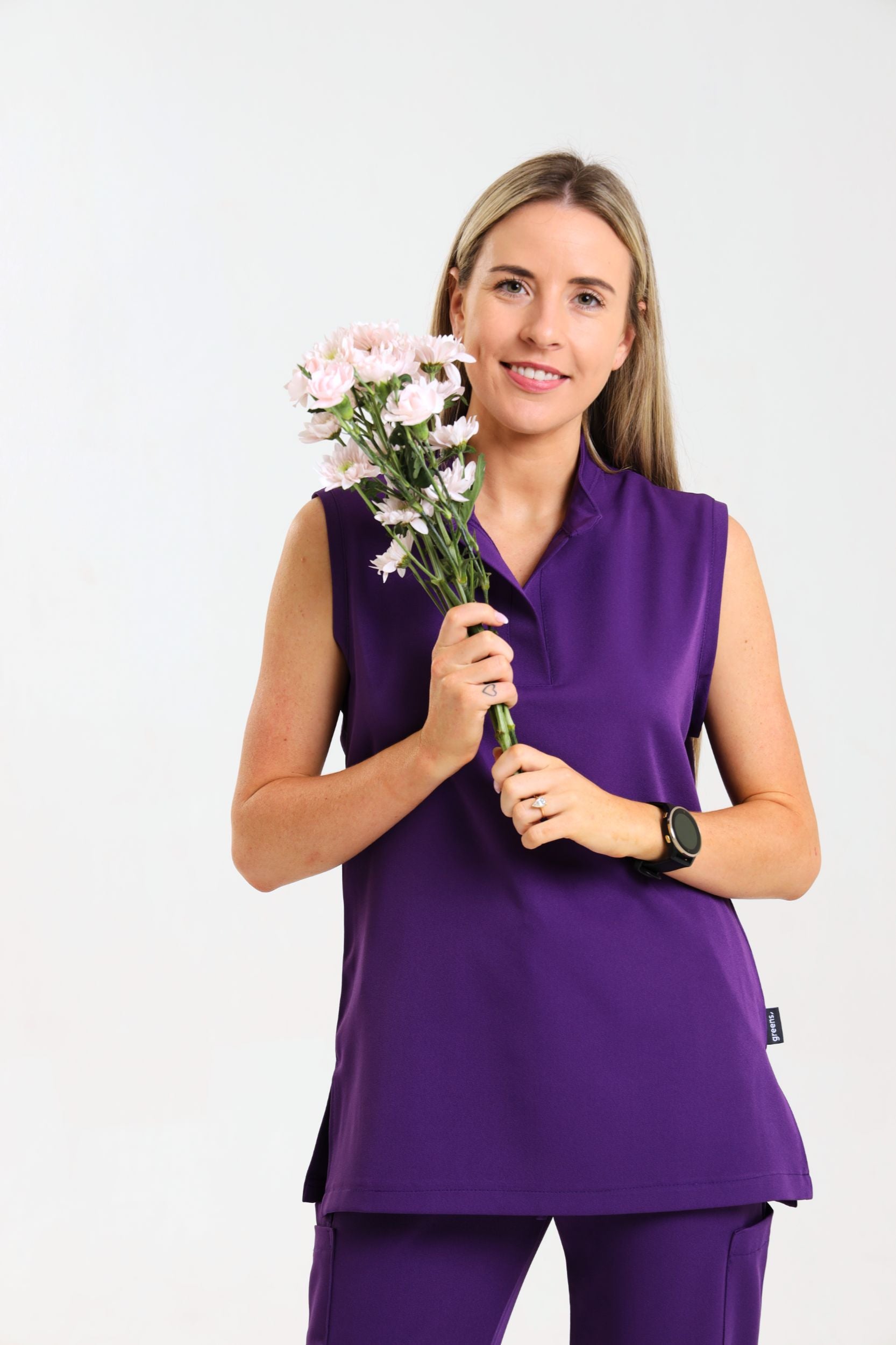 NEW LADIES MANDARIN SLEEVELESS TOP - Greens Medi Scrubs South Africa - Premium Medical Uniforms & Apparel - Delivery Across SA 