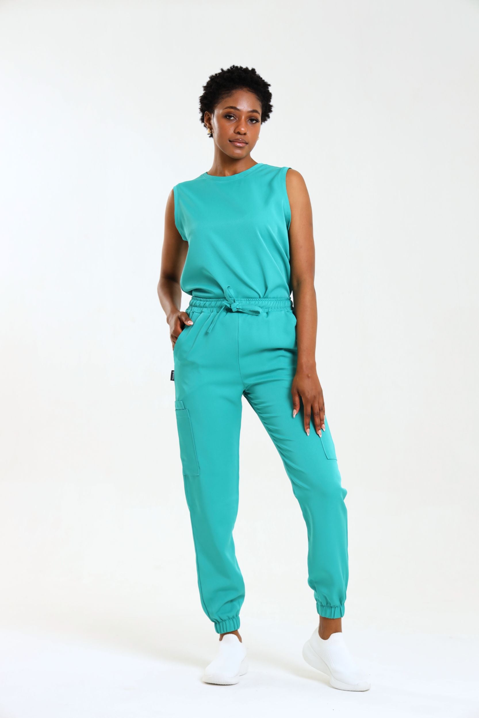 NEW LADIES ROUND SLEEVELESS TOP - Greens Medi Scrubs South Africa - Premium Medical Uniforms & Apparel - Delivery Across SA 