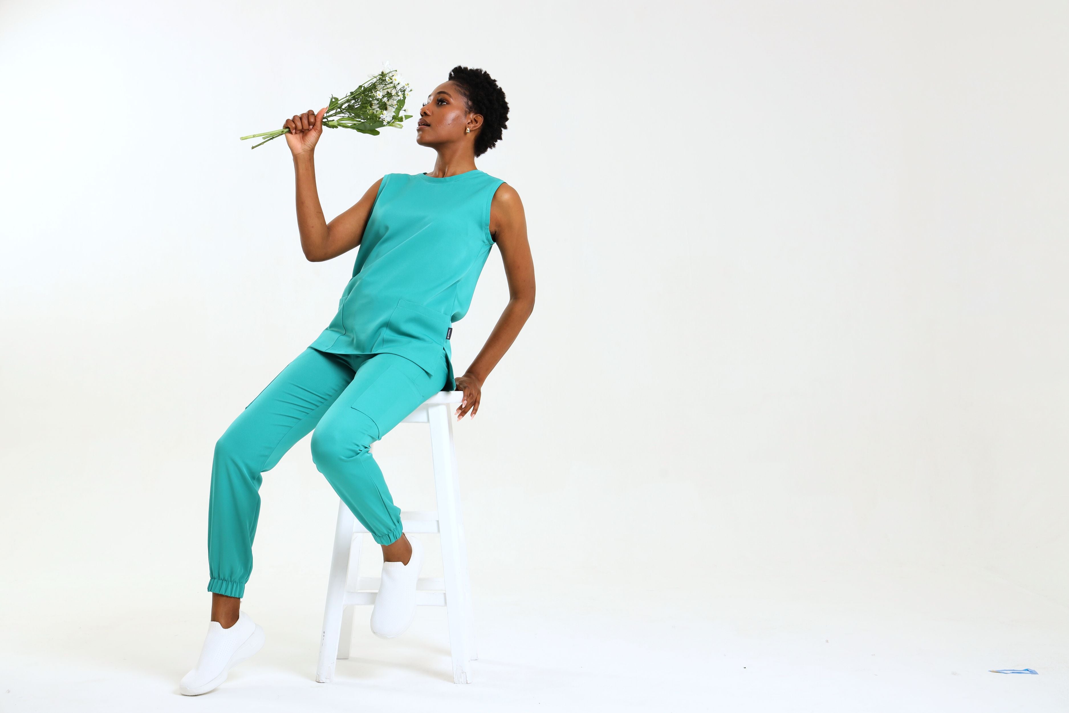 NEW LADIES ROUND SLEEVELESS TOP - Greens Medi Scrubs South Africa - Premium Medical Uniforms & Apparel - Delivery Across SA 